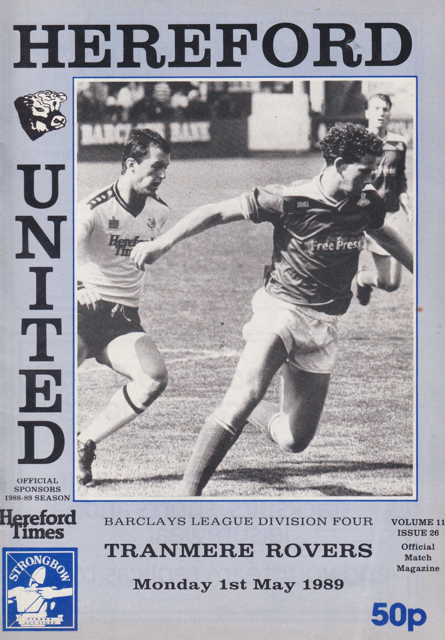 Hereford United v Tranmere Rovers match programme